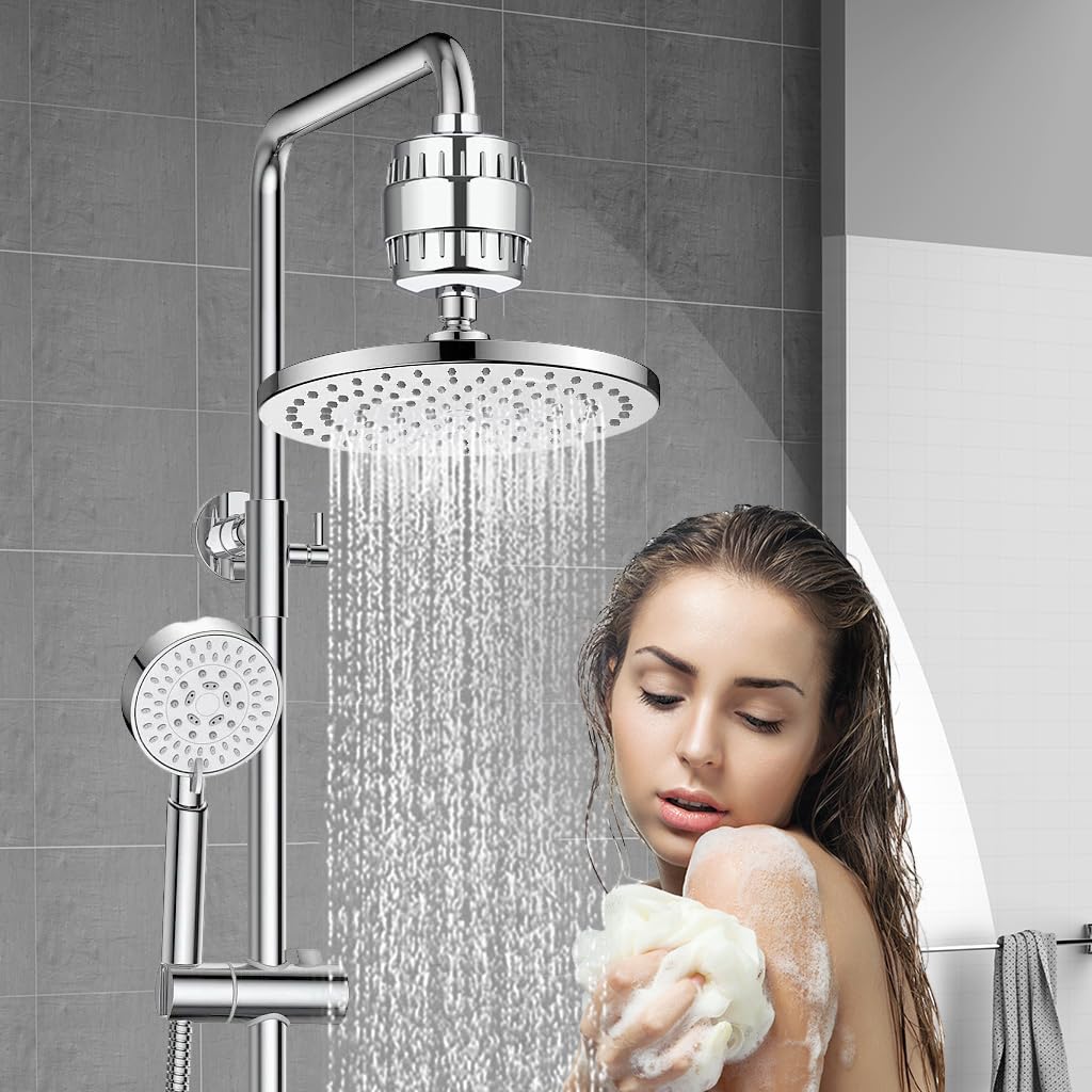 Supvox Shower Filter Softener Shower Filter External Shower Water Filter for Overhead Shower System Multi-Layer Active Carbon Shower Filter, Remove Odor & Heavy Metal Soften Water Supvox Shower Filter Softener Shower Filter External Shower Water Filter for Overhead Shower System Multi-Layer Active Carbon Shower Filter, Remove Odor & Heavy Metal Soften Water